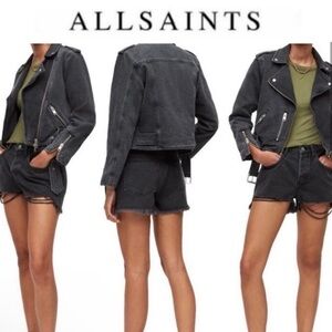 All Saints Balfern Denim Biker Jacket sz US 4 NWT 299$